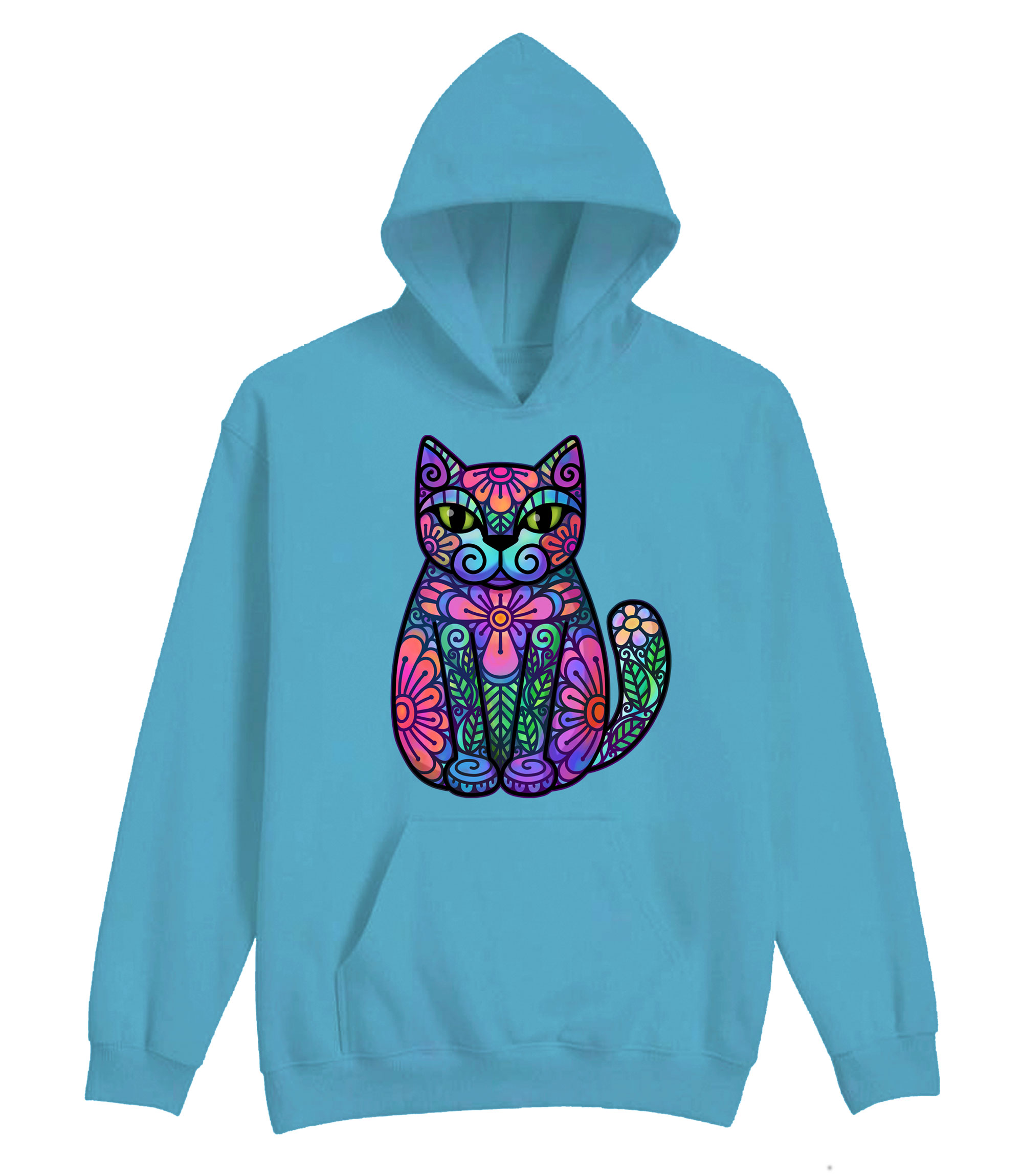 Flowers And Leaves Cat Hoodie