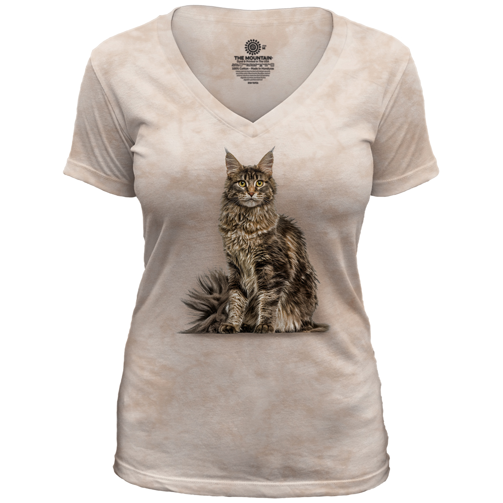 Maine Coon Cat V-Neck Tri-Blend