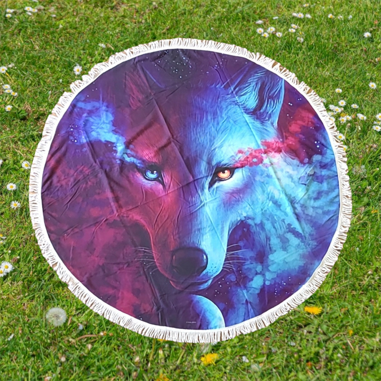 Where Light And Dark Meet Wolf Strandtuch Rund 150cm 