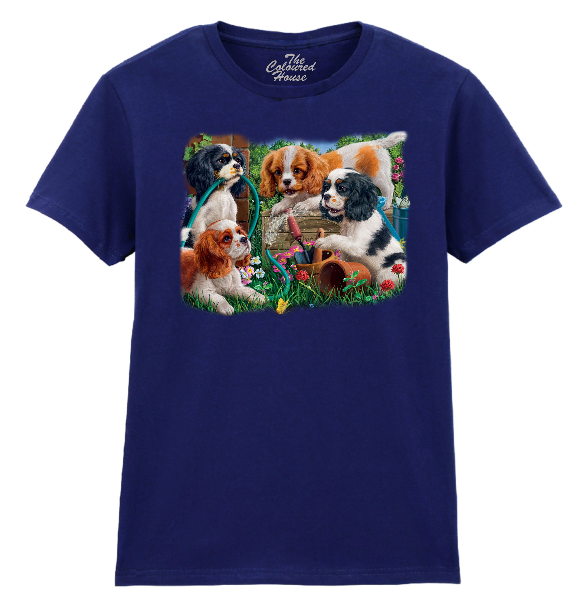 Puppies In The Garden Ladies T-shirt