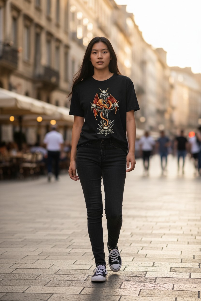 Dragon Skull Cross Ladies T-shirt