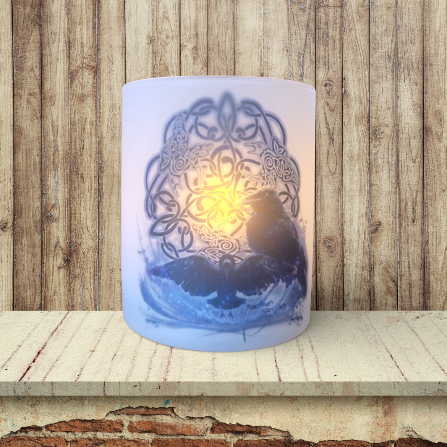 Celtic Raven - Candle Light Holder