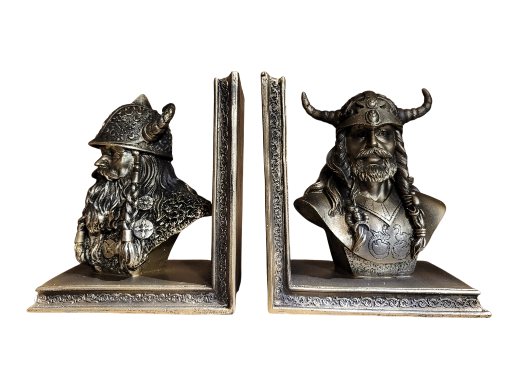2 Bookends With Viking Busts