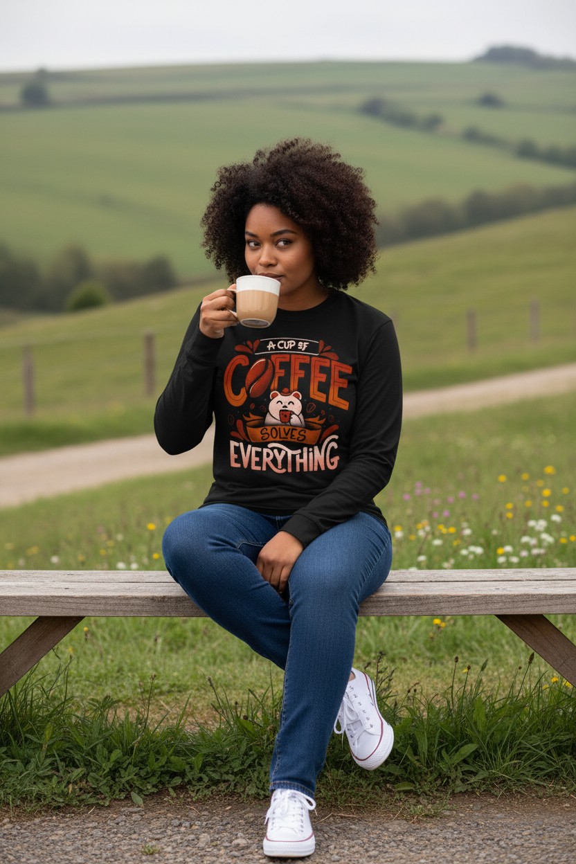 A Cup Of Coffee Solves Everything Longsleeve