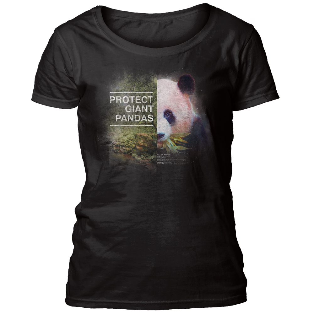 Protect Giant Panda Black Women's Scoop T-shirt