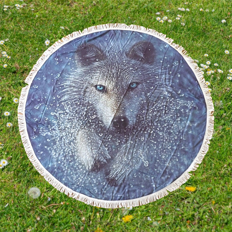 Running Wolf Splash Strandtuch Rund 150cm