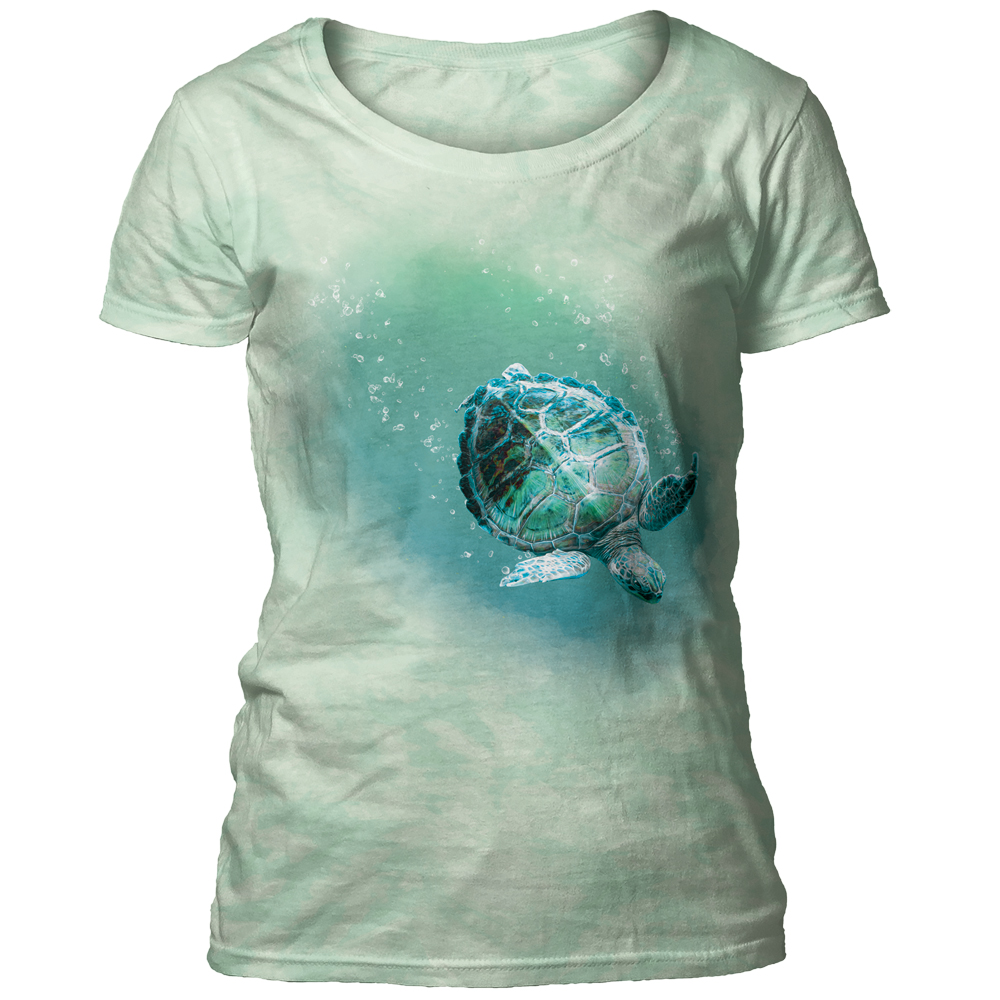 Turtle Dive Light Green Scoop T-shirt