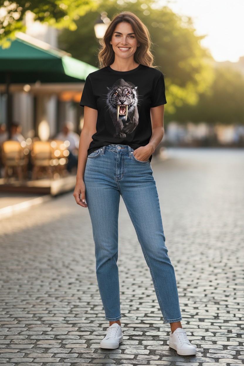 Black Sabertooth Ladies T-shirt