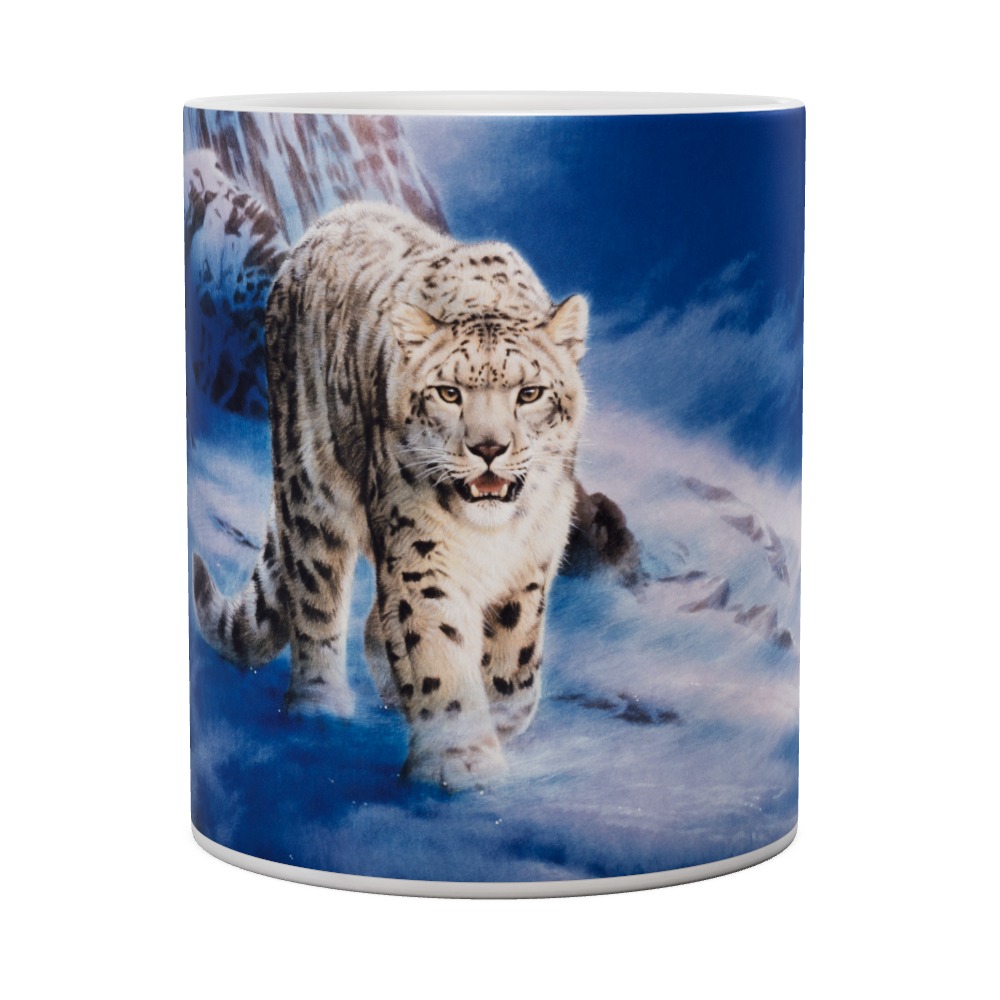 Snow Leopard In Snowstorm Mug