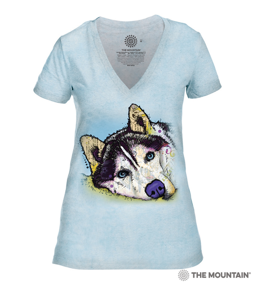 Russo Siberian Husky V-Neck Tri-Blend