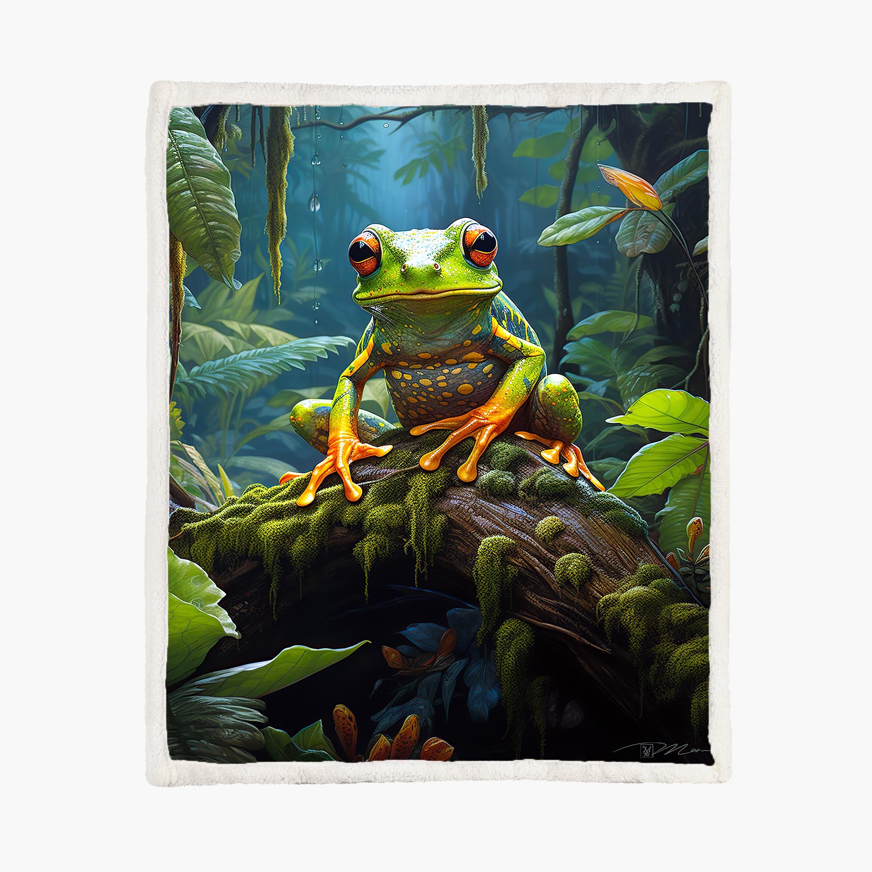 Frog In The Forest - Size L - 150x200cm - Fleece Blanket