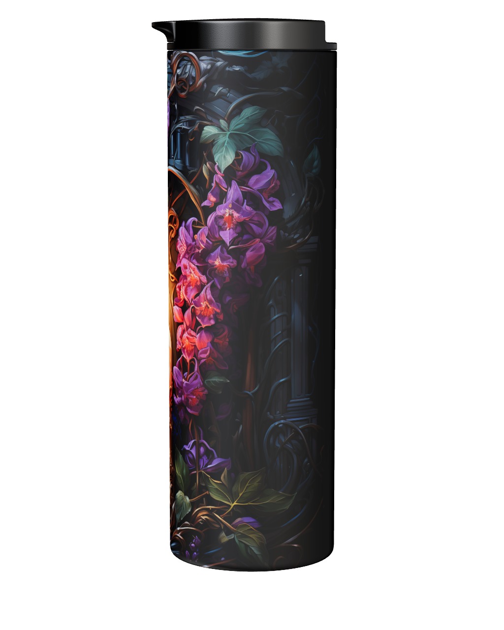 Candle With Purple Flowers Tumbler