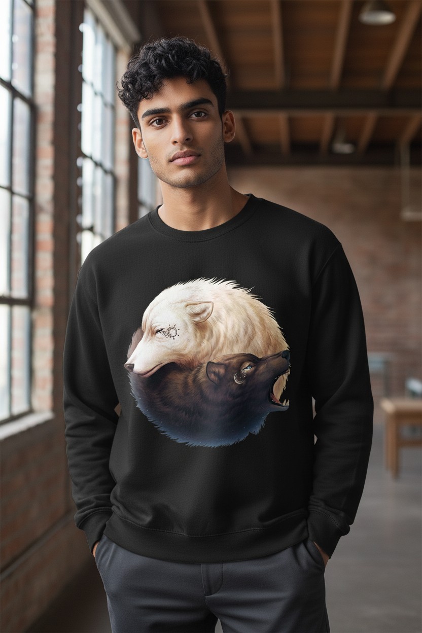 Yin And Yang Wolves Sweater