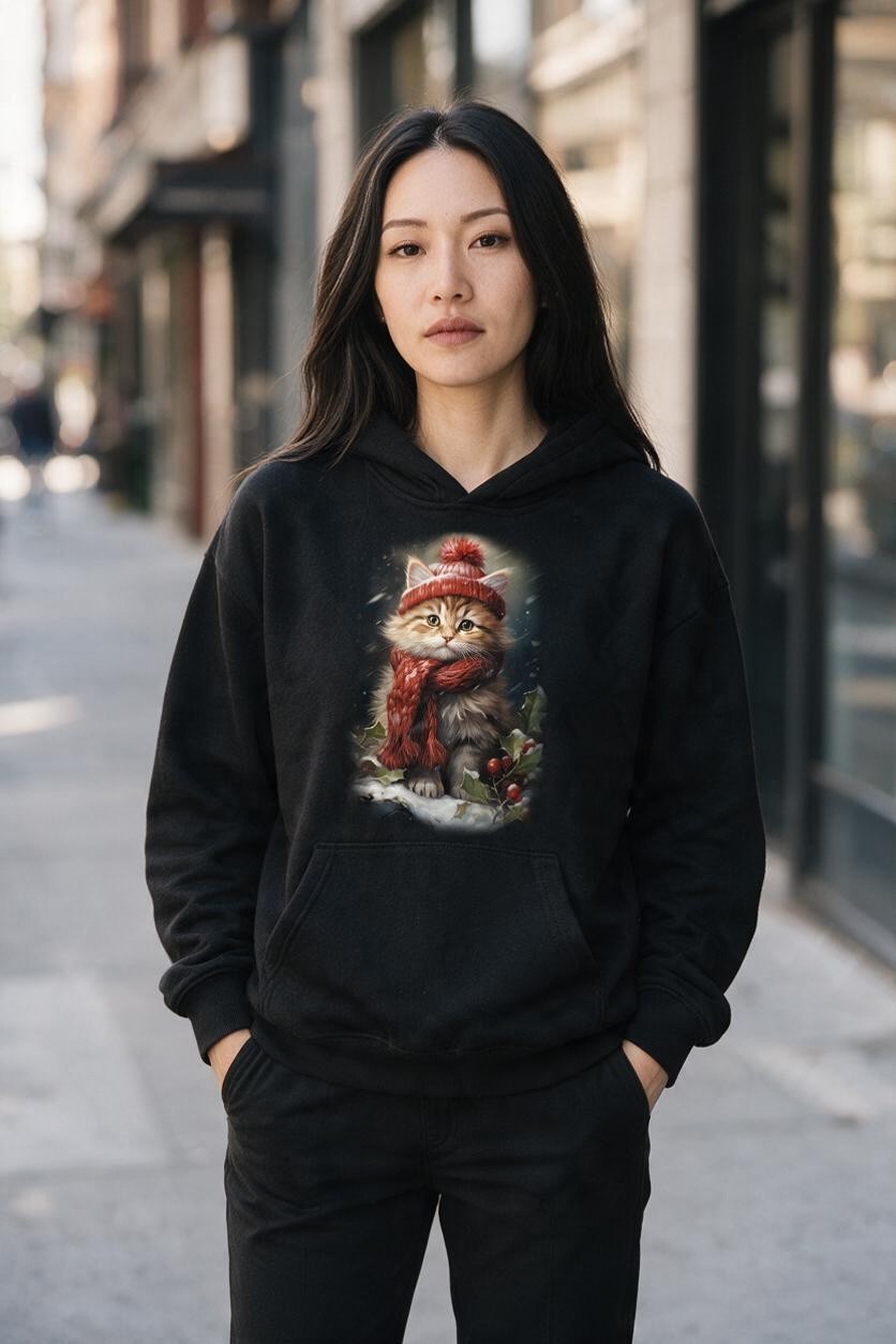 Red Cat In The Snow Hoodie