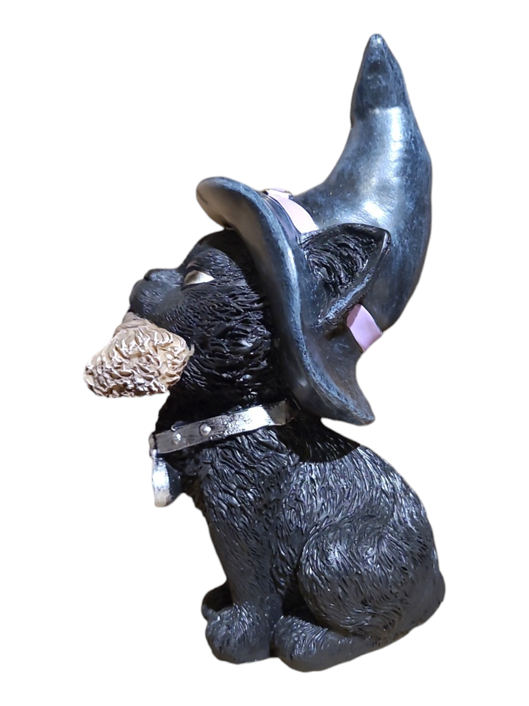 Black Cat Wizard With Broomstick - 11*11*17cm Black Cat Wizard With Broomstick - 11*11*17cm