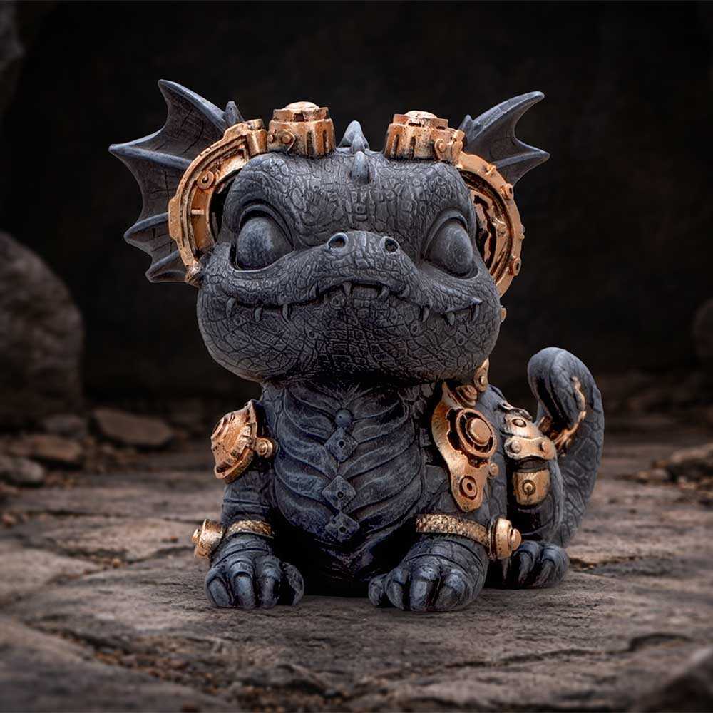 Gearling Black Steampunk Dragon 14.6cm