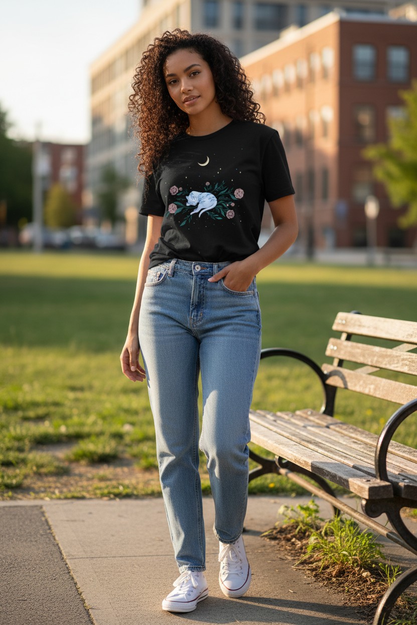 Cat Dreaming Ladies T-shirt