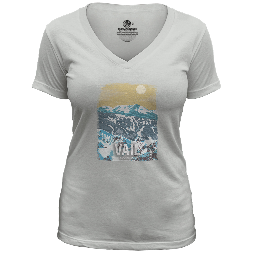 Vail Retro Poster Grey V-Neck Tri-Blend