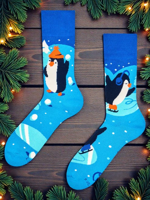 Crazy Warm Socks Skating Penguins