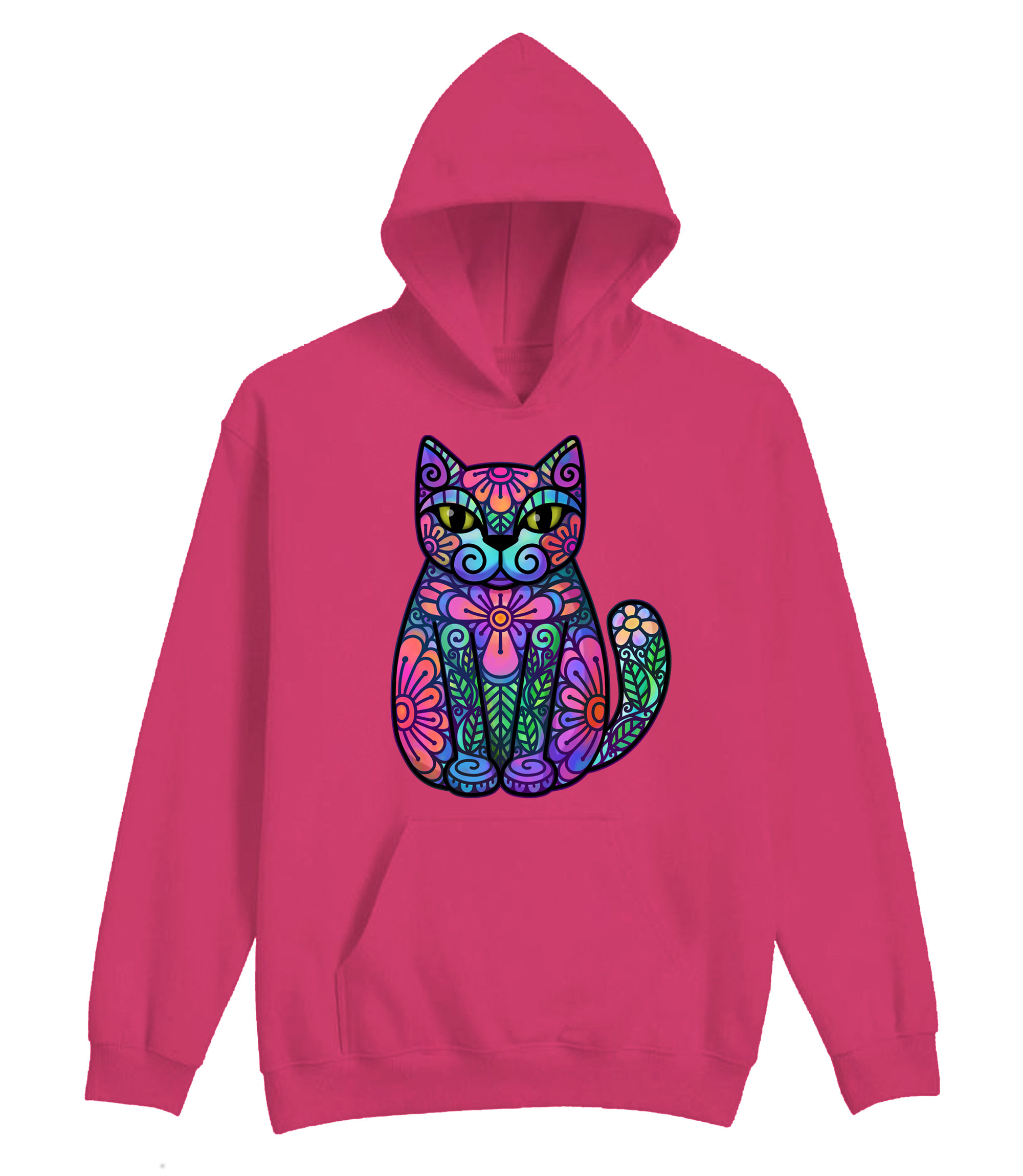 Flowers And Leaves Cat Hoodie