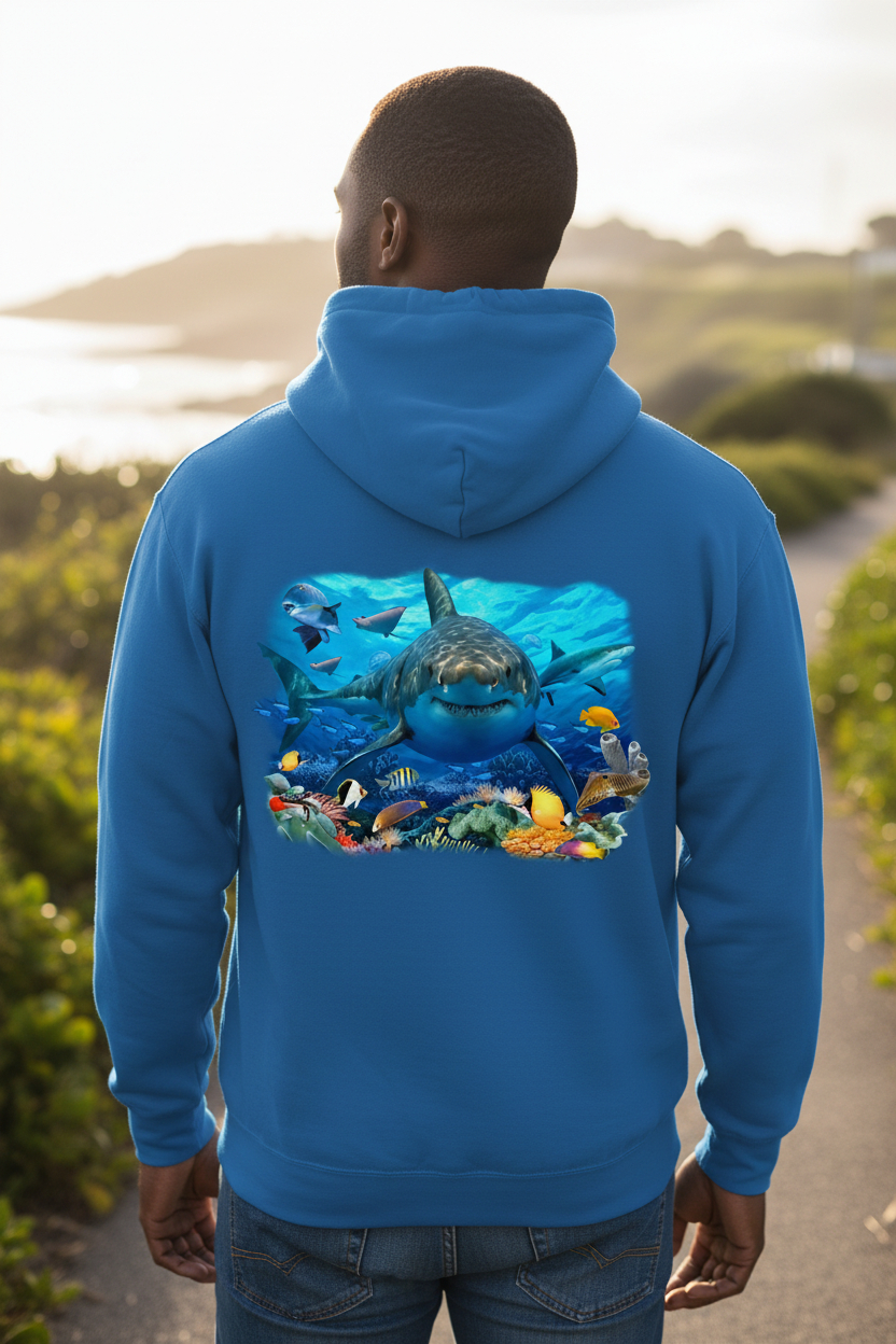 Great White Shark And Sealife Hoodie