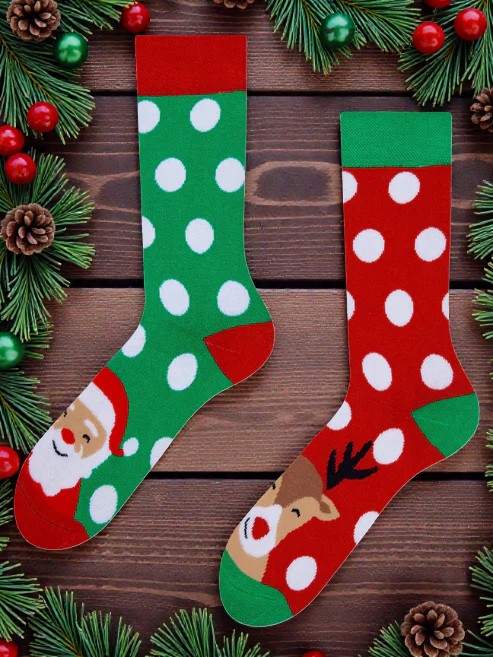 Crazy Warm Socks Santa and Rudolph