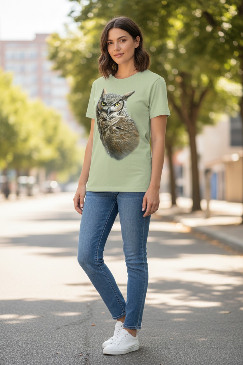 Great Horned Owl Ladies T-shirt