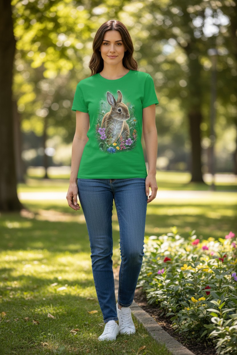 Spring Bunny Ladies T-shirt