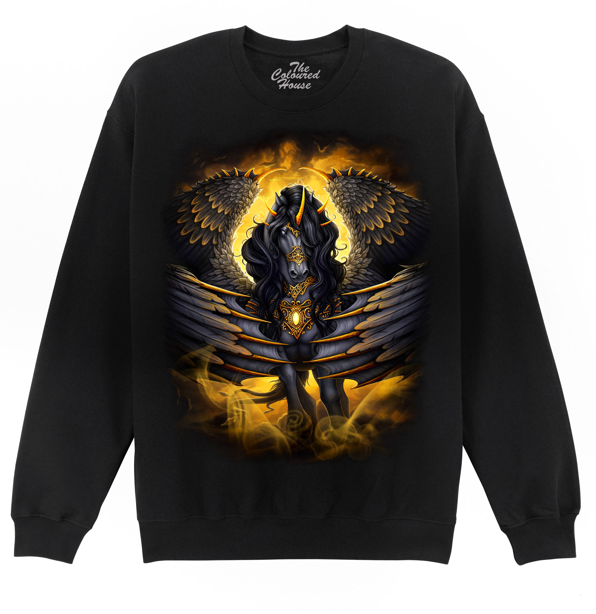 Black Pegasus On Gold Sweater
