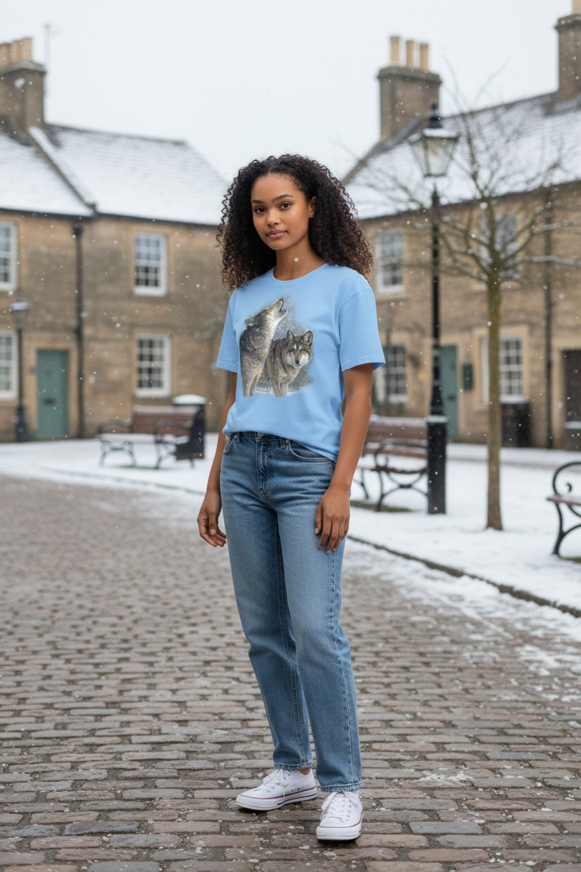 Snowfall Wolves Ladies T-shirt
