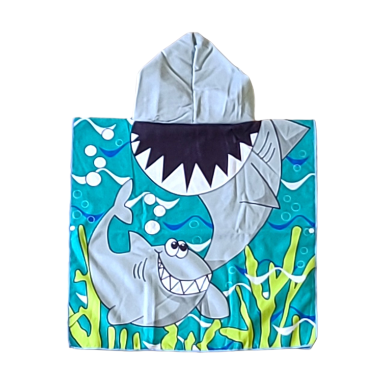 Shark Green Strandponcho KIDS