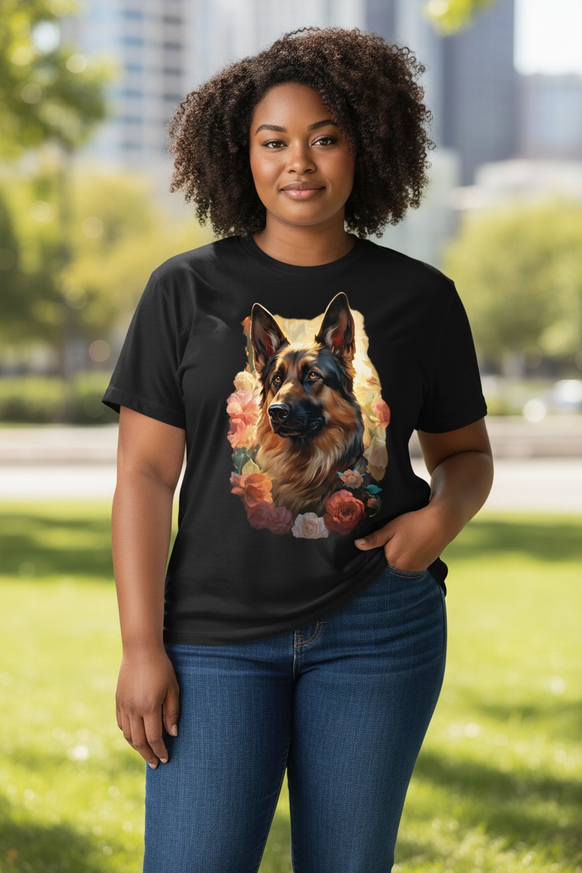 German Shepherd Portrait Ladies T-shirt
