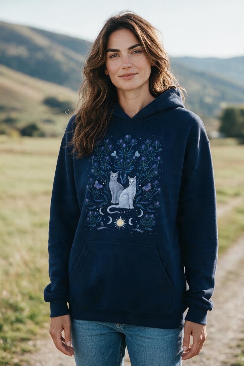Blue Thistle Cats Hoodie