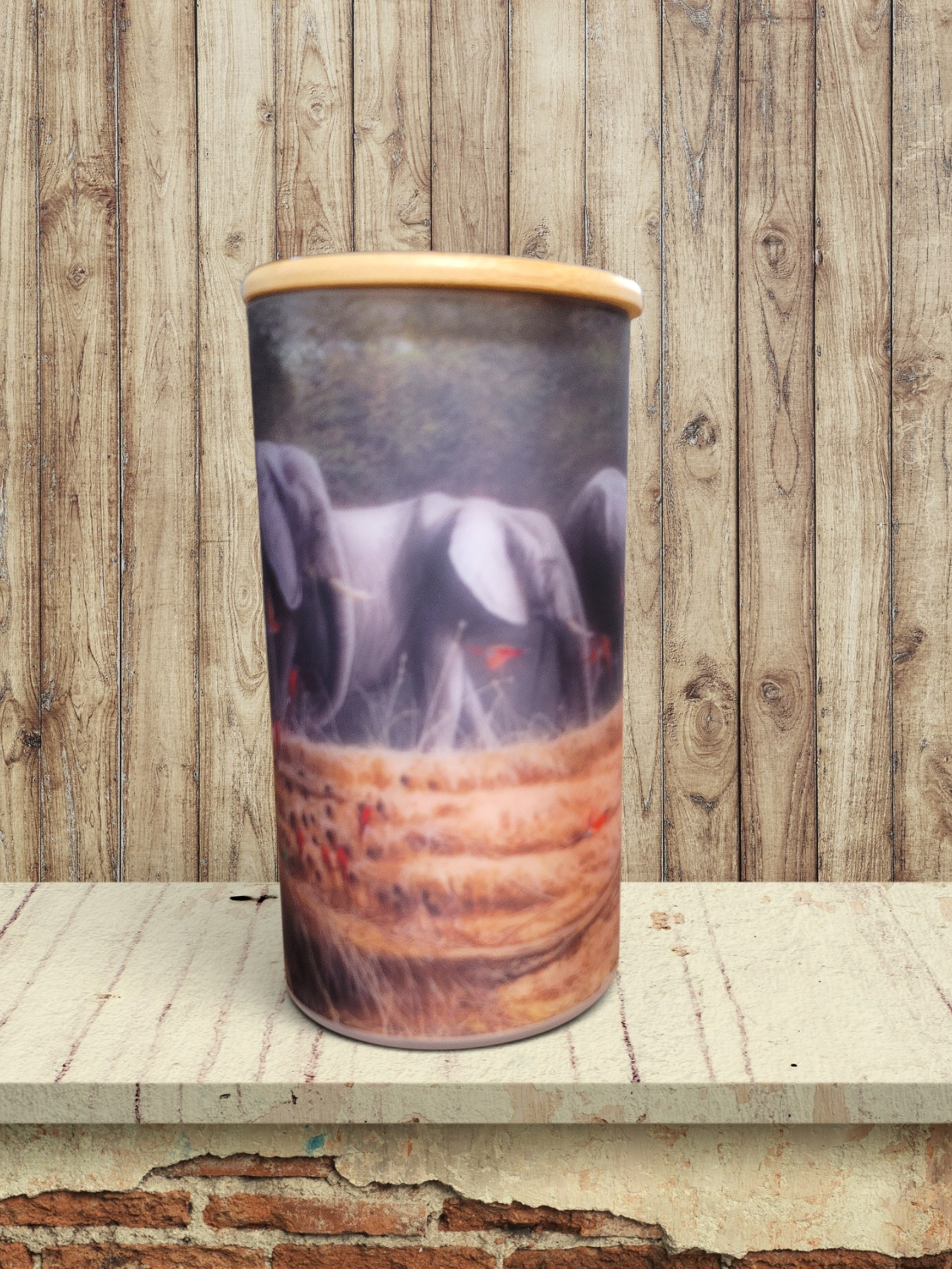 Crossing Elephants - Storage Jar 25Oz