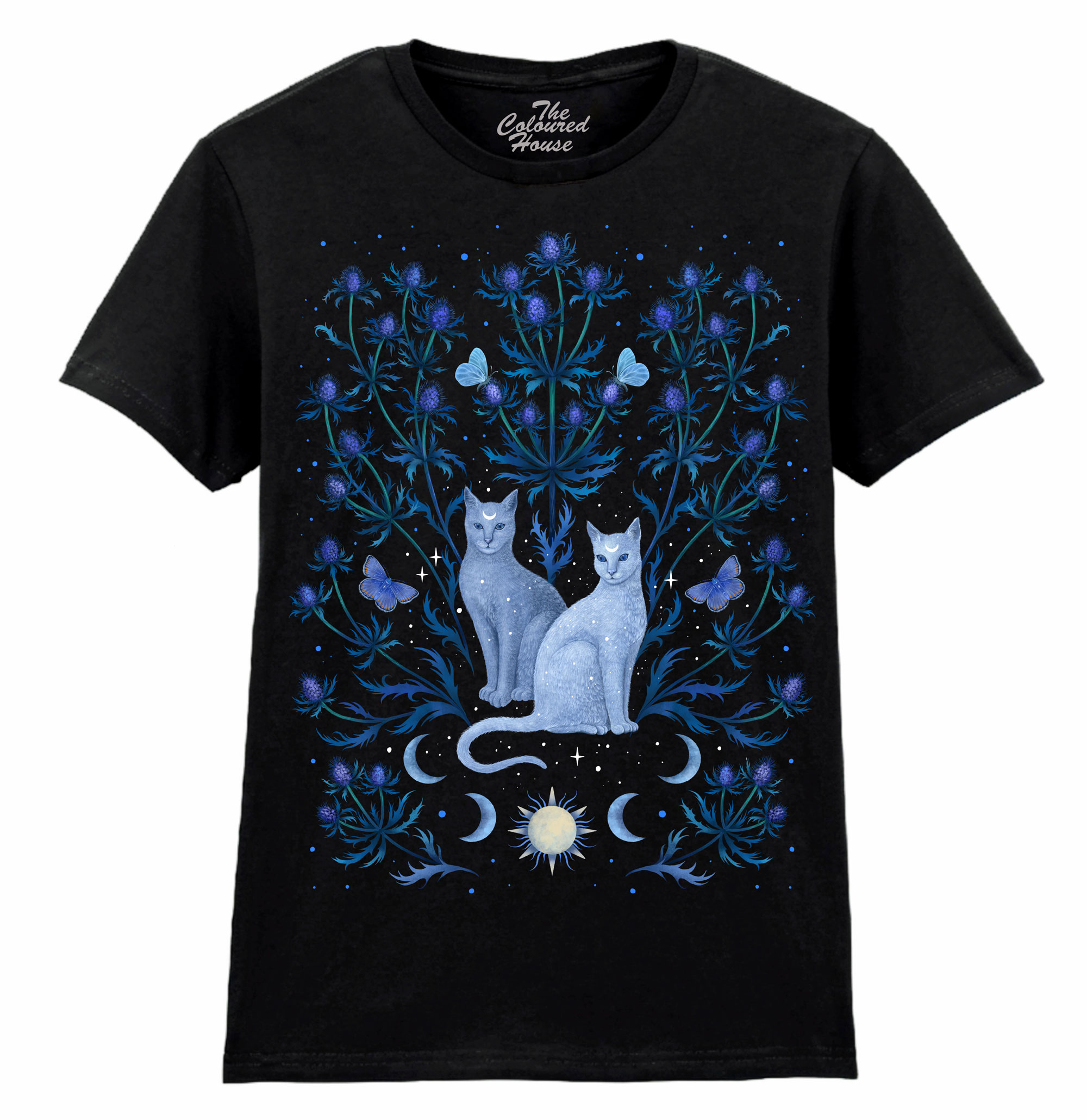 Blue Thistle Cats Ladies T-shirt