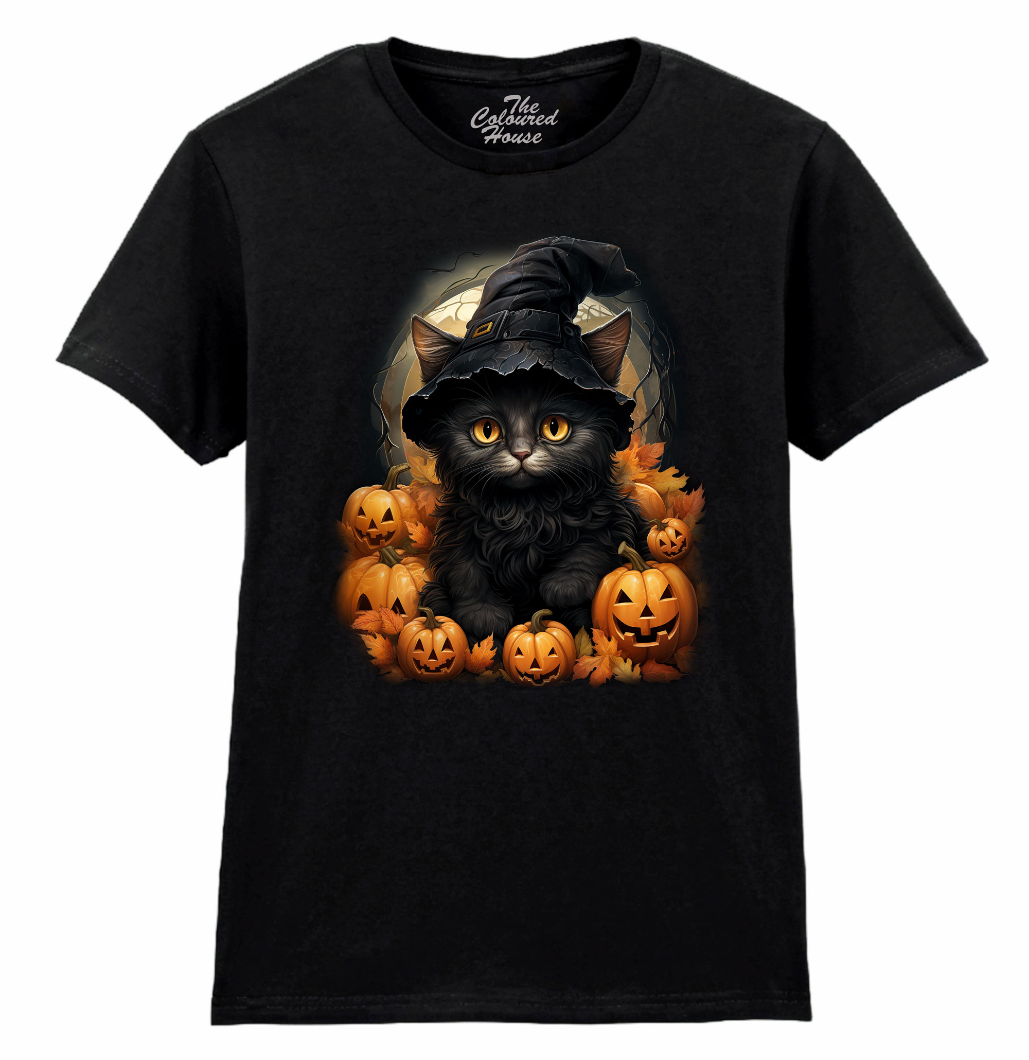 Black Cat Pumpkins Ladies T-shirt