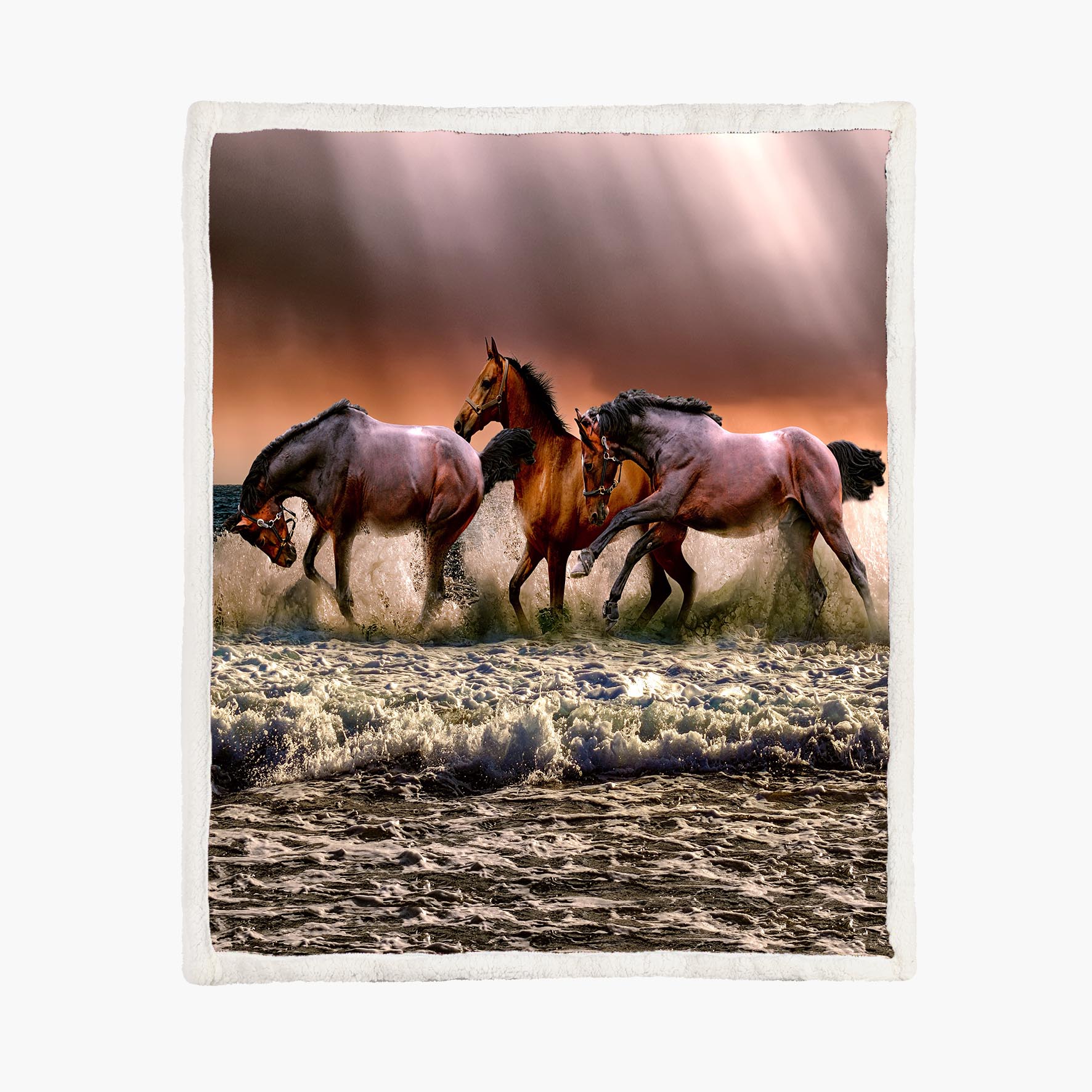 Running Dark Horses - Size L - 150x200cm - Fleece Blanket
