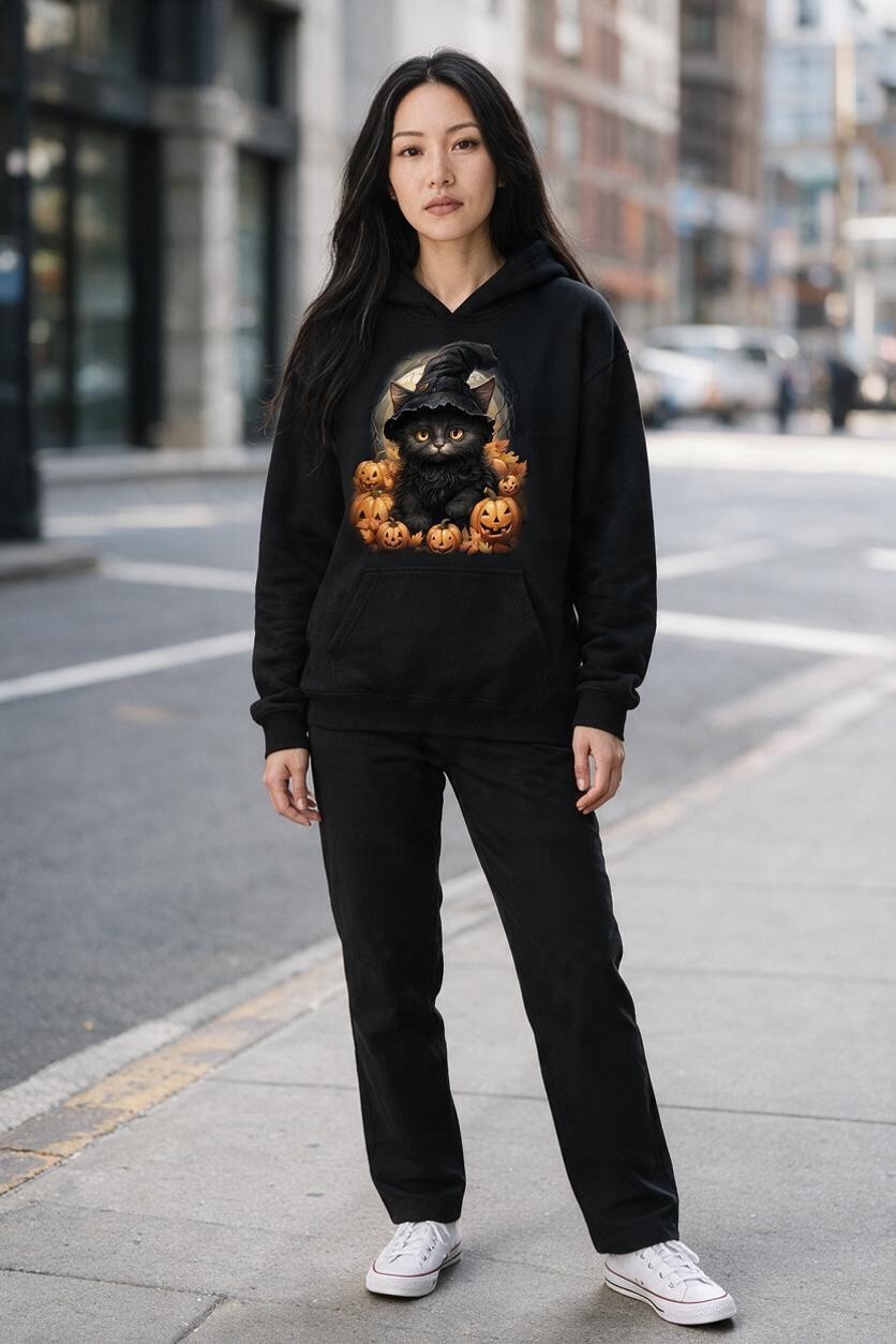 Black Cat Pumpkins Hoodie