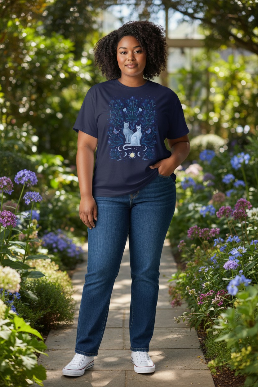 Blue Thistle Cats Ladies T-shirt