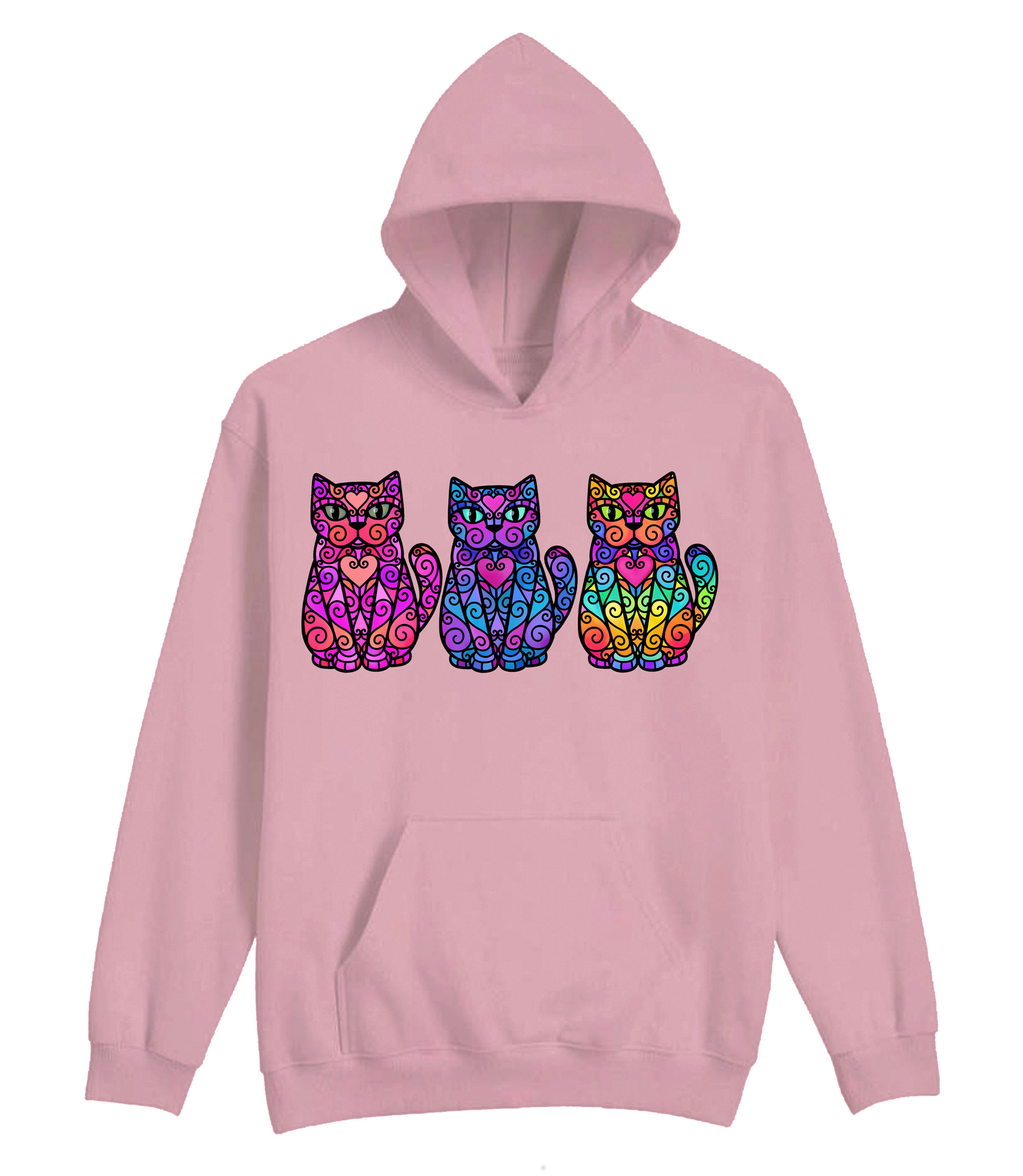 Colorful 3 Cats Hoodie 