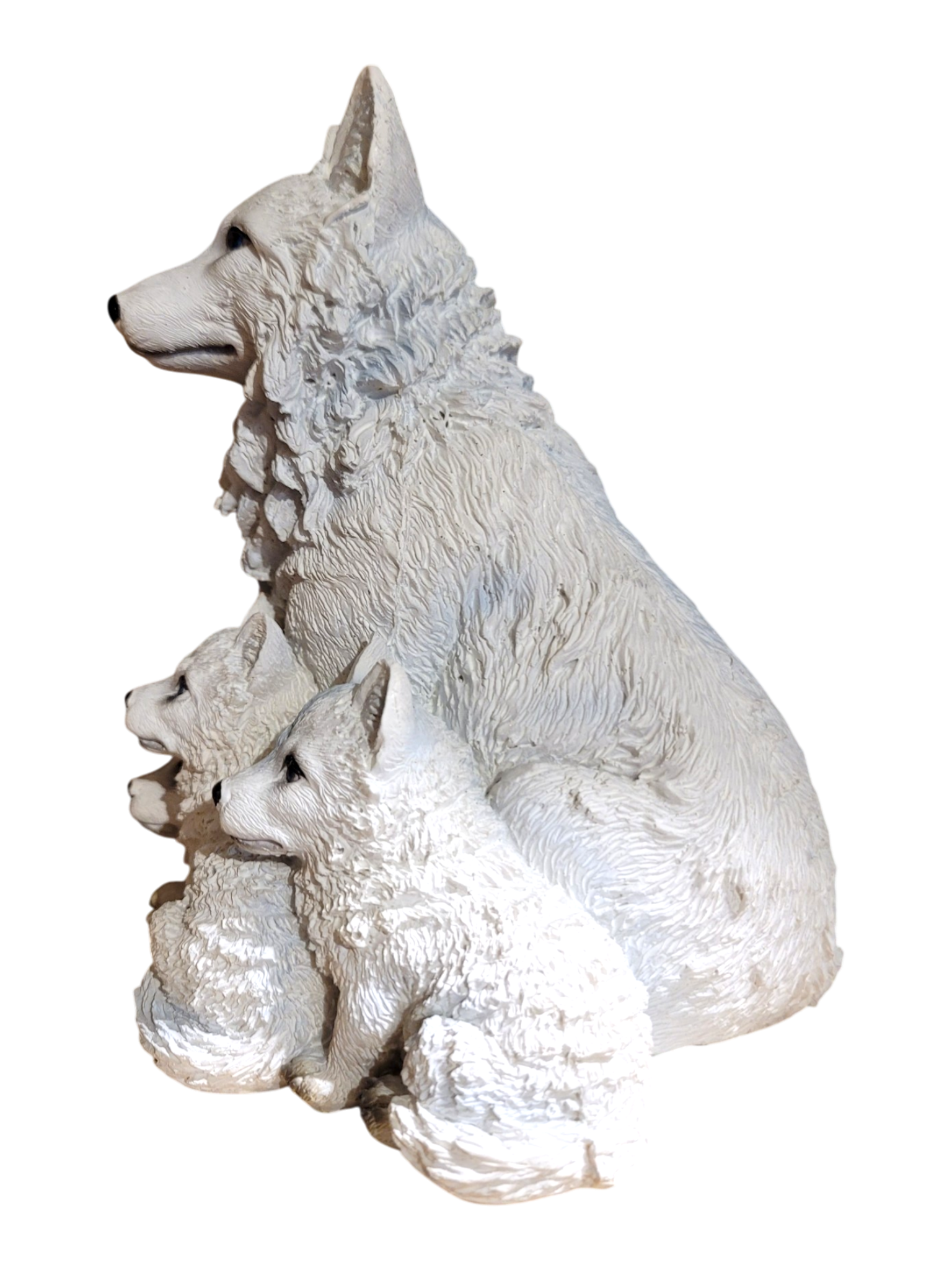 Sitting Polar Wolf With Pups