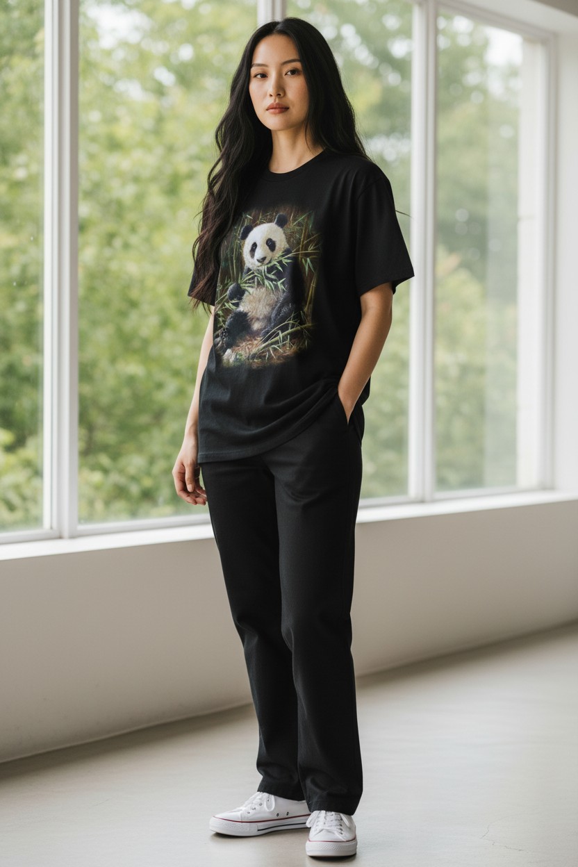 Bamboo Panda Ladies T-shirt