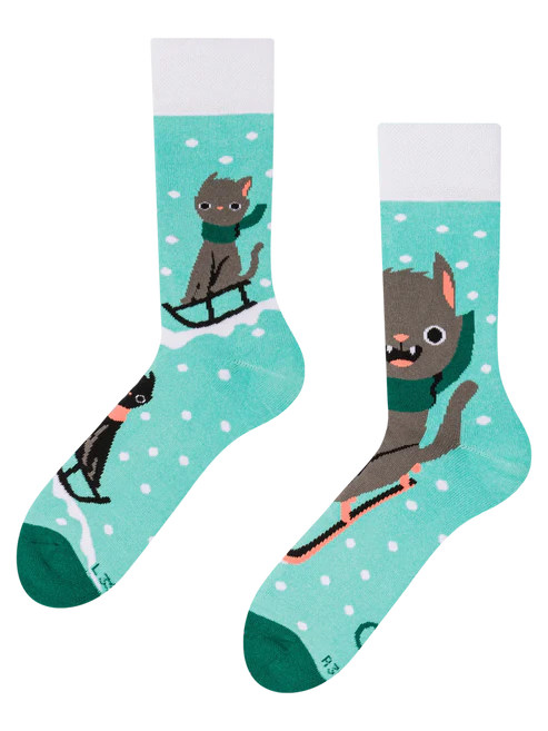 Crazy Warm Socks Cat And Sledge