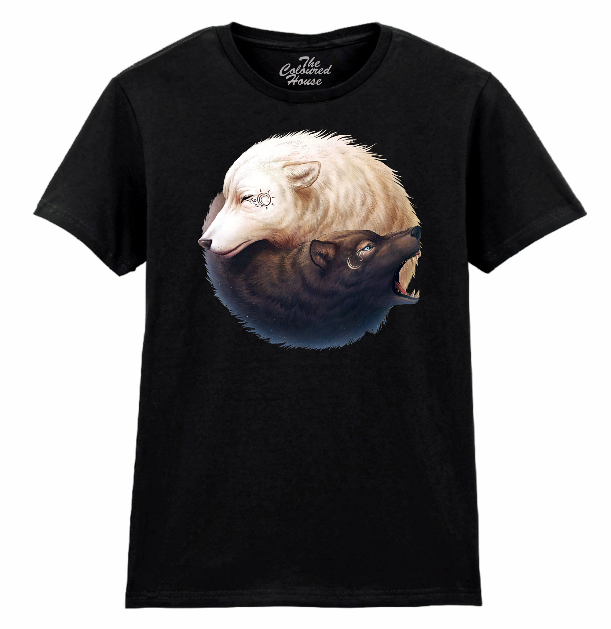 Yin And Yang Wolves Ladies T-shirt