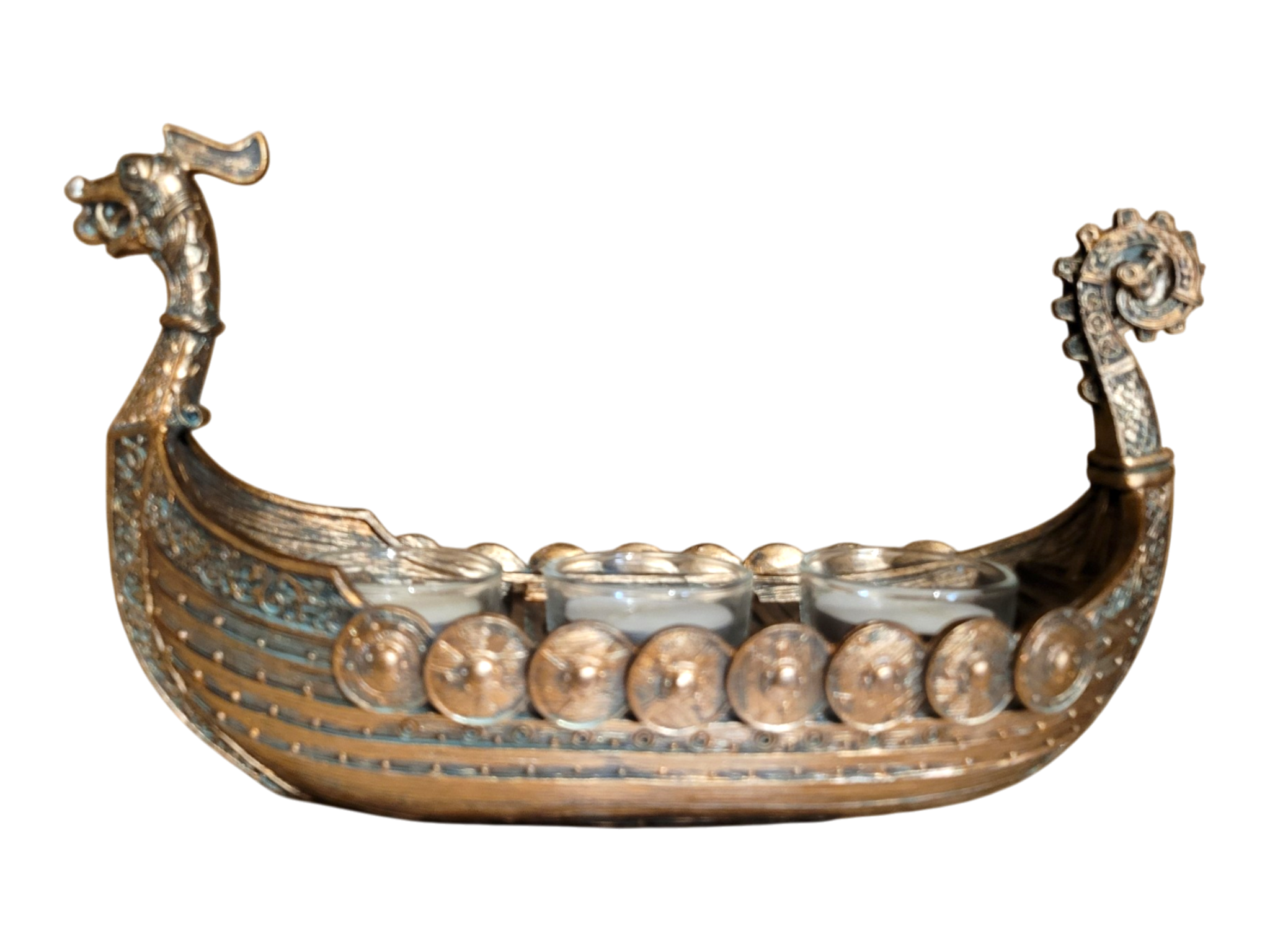 Tealight Holder Viking Ship , 3 tealights