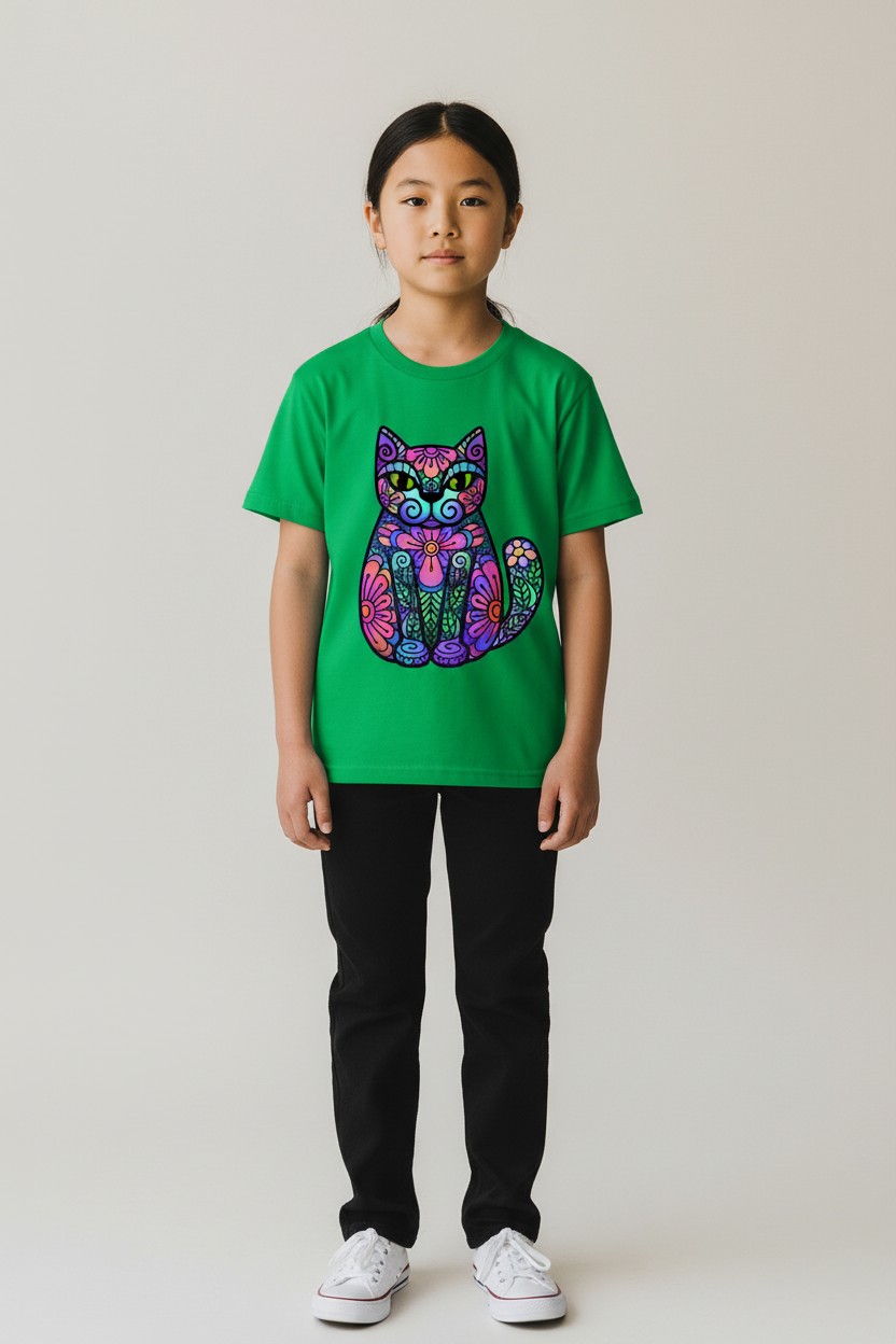 Flowers And Leaves Cat KIDS