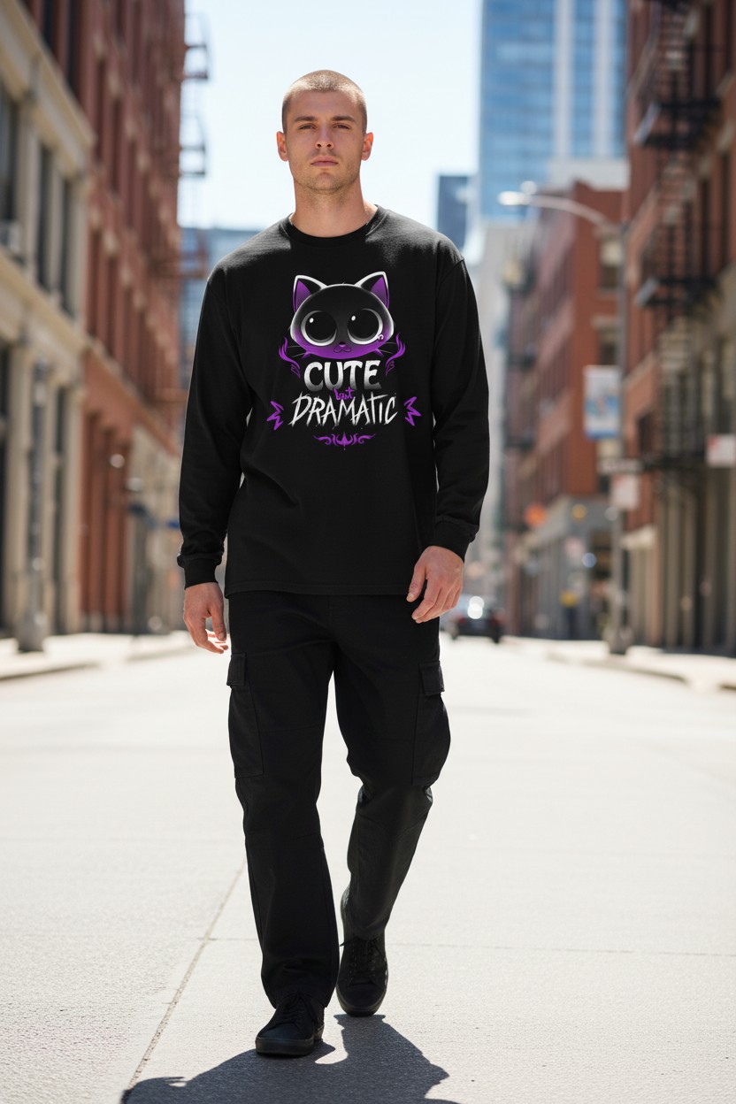 Cute But Dramatic Cat Longsleeve