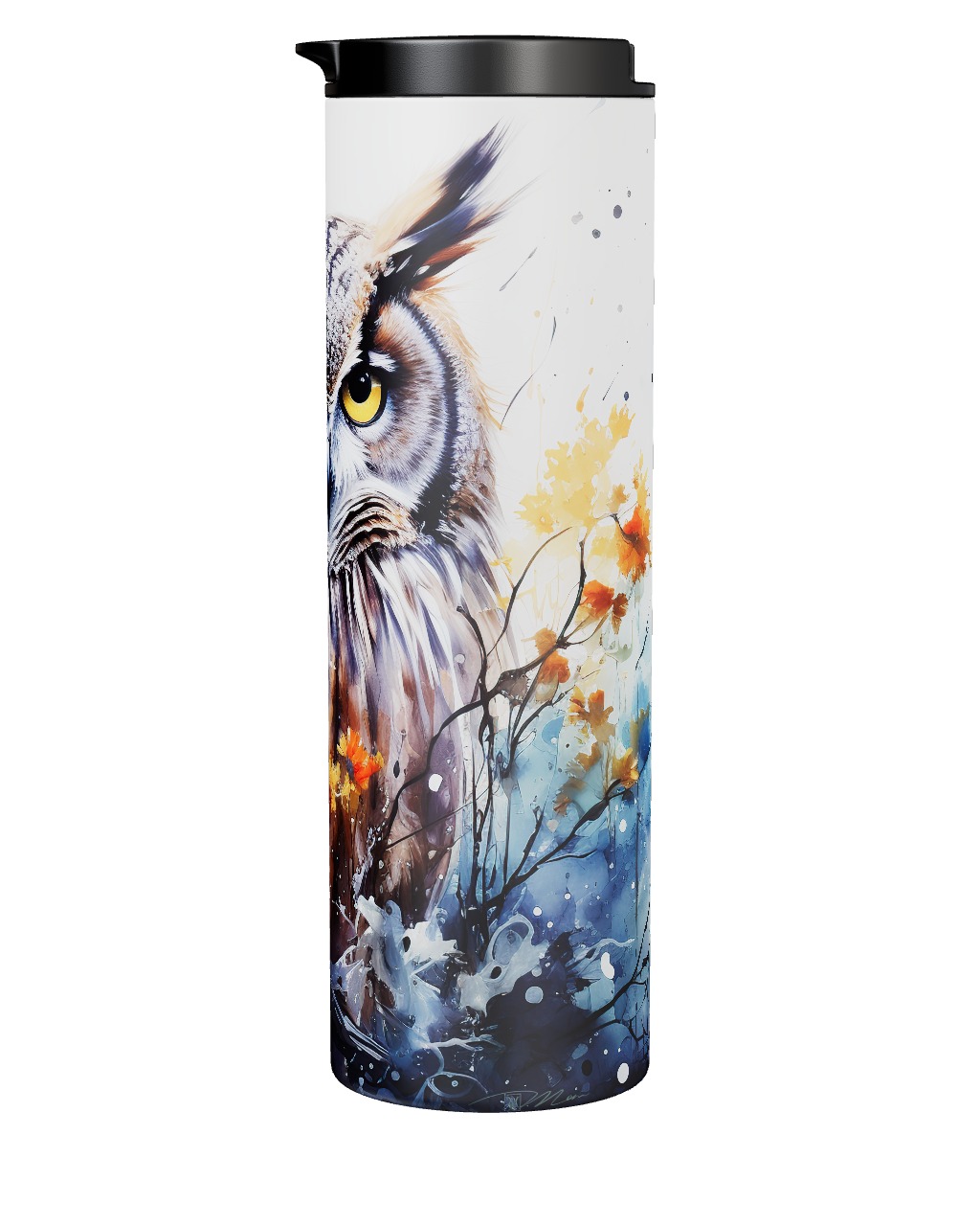 Watercolor Great Horned Owl Tumbler Watercolor Great Horned Owl Tumbler
