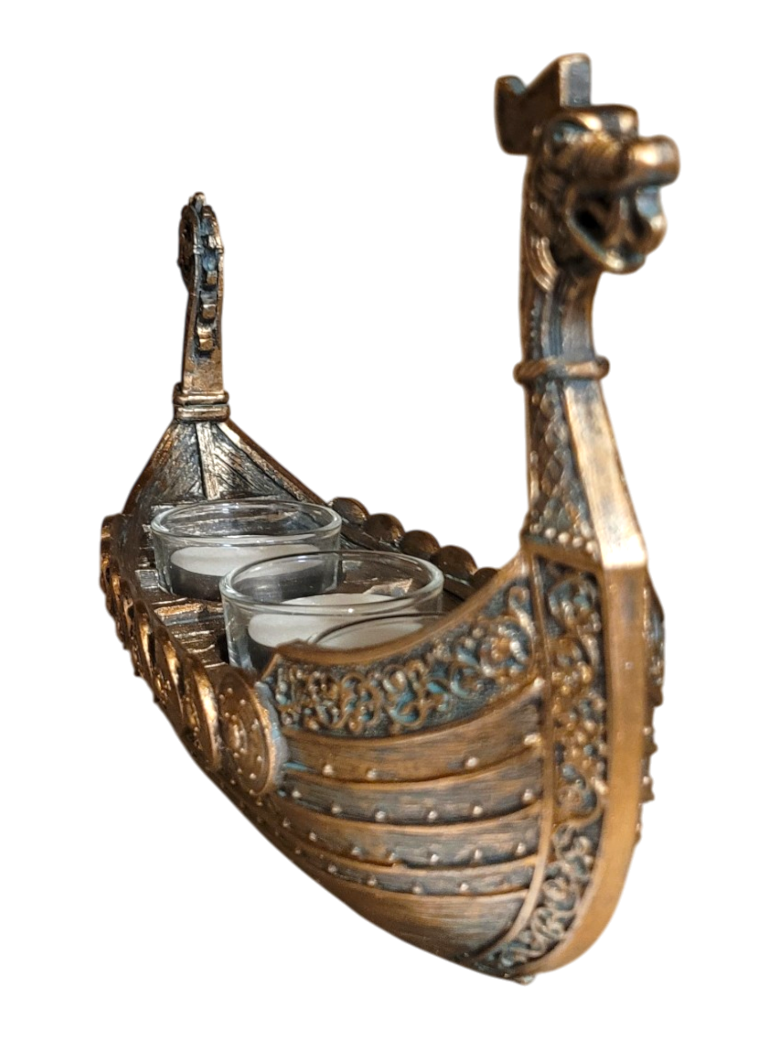 Tealight Holder Viking Ship , 3 tealights