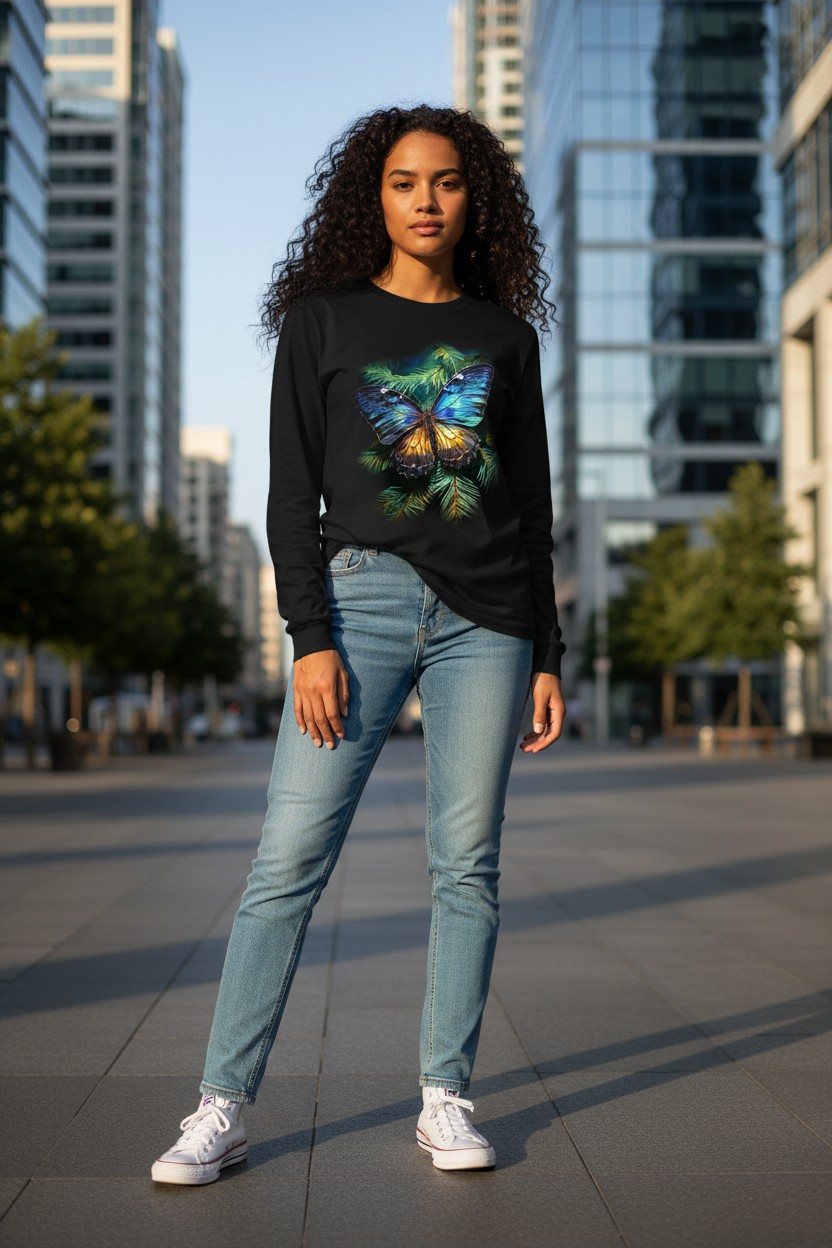 Blue Gold Butterfly Longsleeve